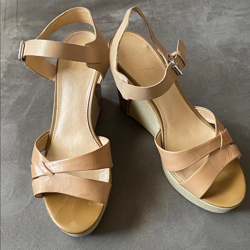 Leather platform wedges